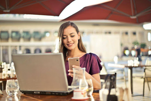 A person using a laptop